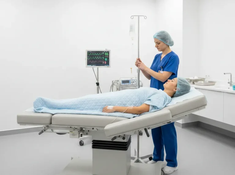 Patient under light twilight sedation during an outpatient Deuk Plasma Rhizotomy procedure