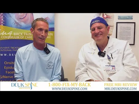 Deuk Plasma Rhizotomy hip pain patient testimonial video thumbnail
